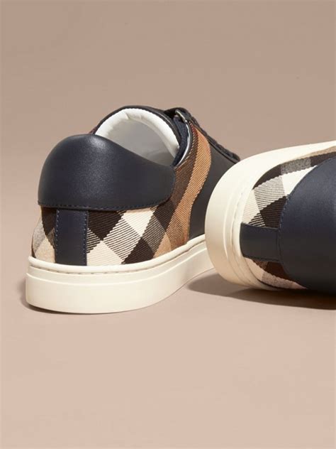 burberry leather and house check trainers|BURBERRY Leather suede and house check cotton .